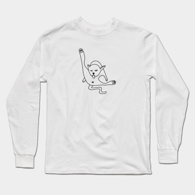 Rude Cat Cleans Itself Long Sleeve T-Shirt by atomguy